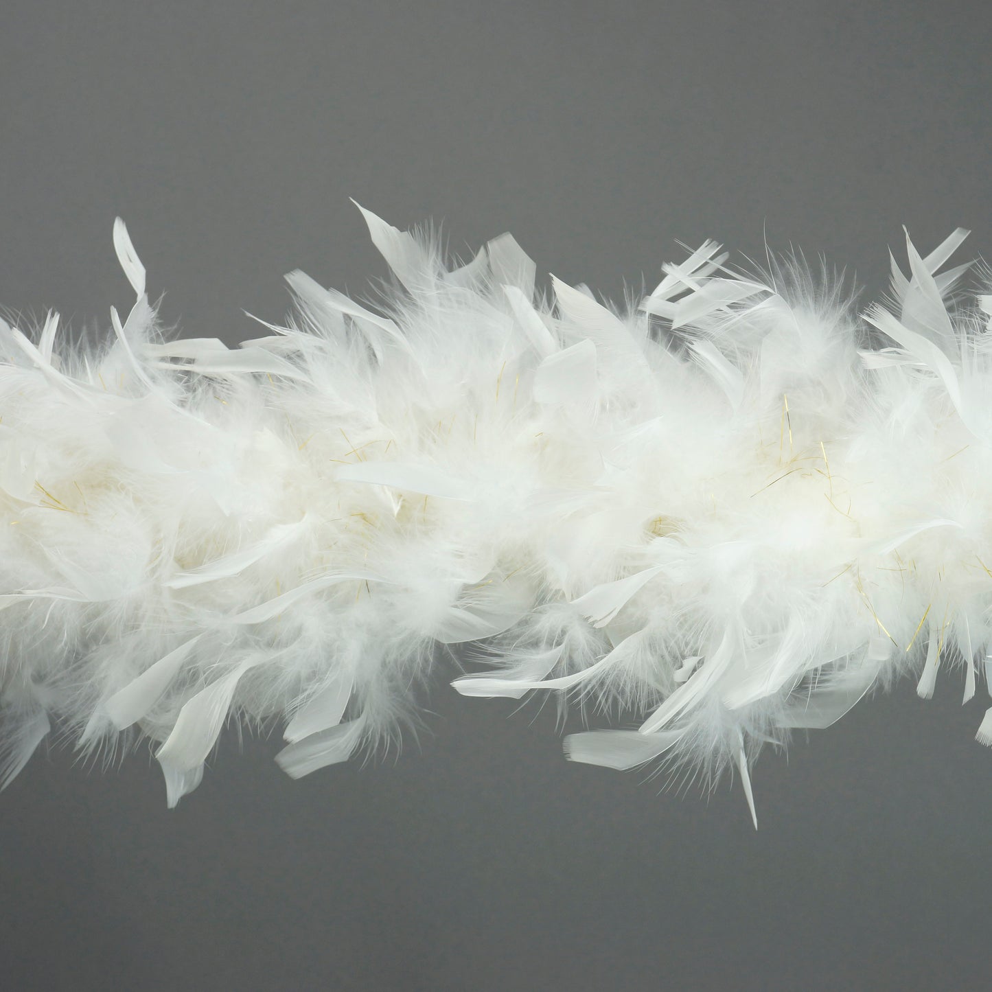 Chandelle Feather Boa - Medium Weight- White/Gold Lurex