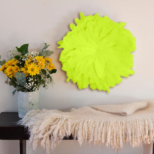 African JuJu Hats Feather Wall Art - Small - Lime