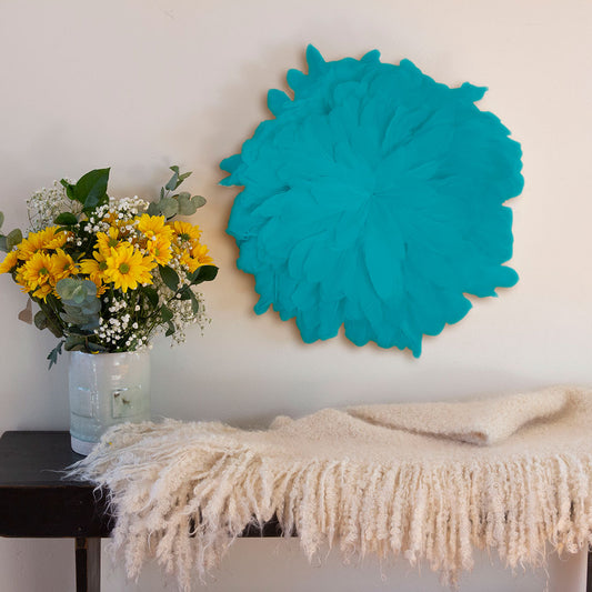 African JuJu Hats Feather Wall Art - Small - Light Turquoise