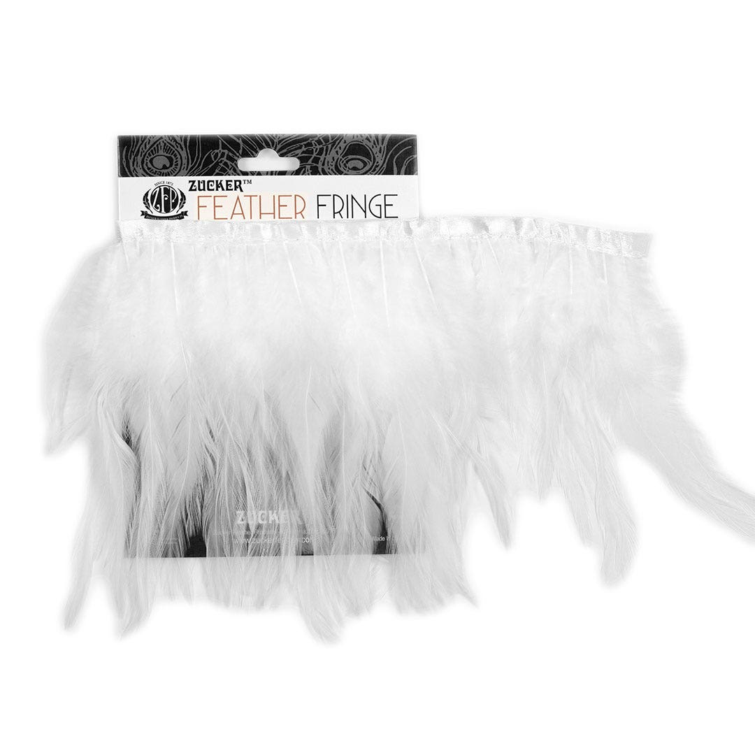 Rooster Saddle Fringe on Bias 6-8" x 1 YD-White