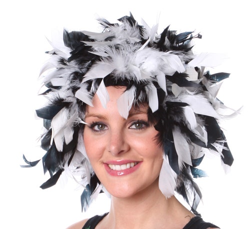 Chandelle Feather Wig-Mixed - White/Black