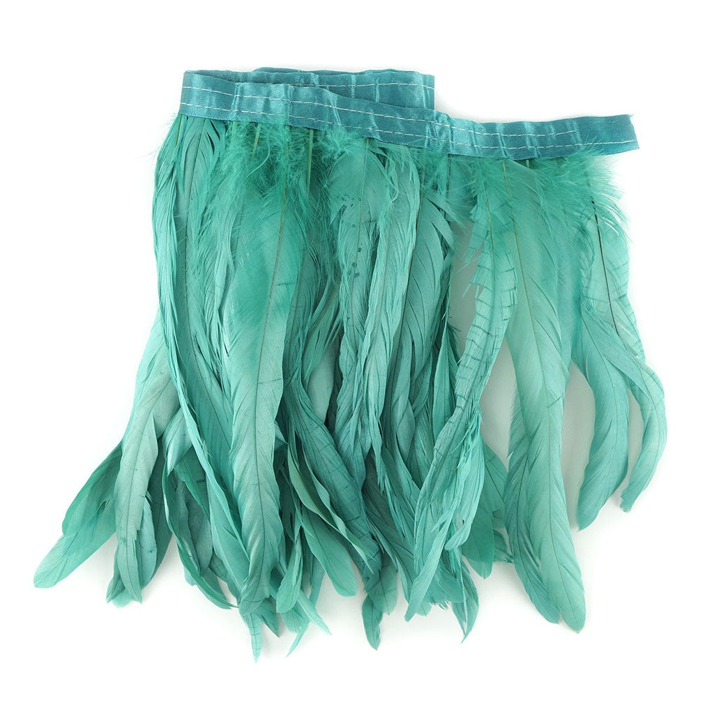 Bleach Dyed Coque Tail Fringe - 10-12" - Aqua Marine