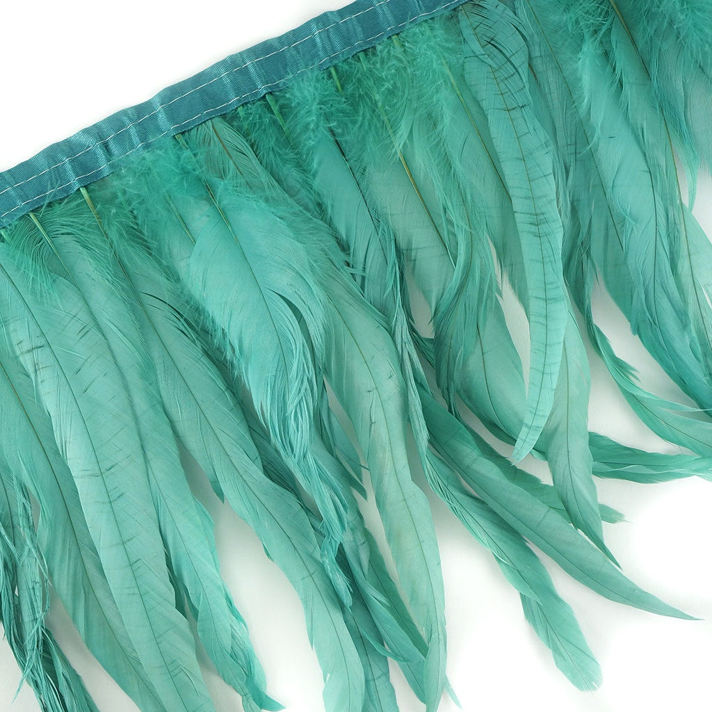 Bleach Dyed Coque Tail Fringe - 10-12" - Aqua Marine