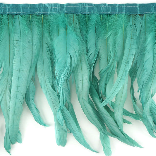 Bleach Dyed Coque Tail Fringe - 10-12" - Aqua Marine