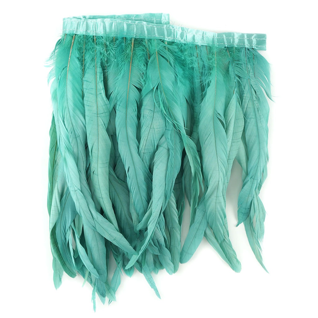 Bleach Dyed Coque Tail Fringe - 12-14" - Aqua Marine