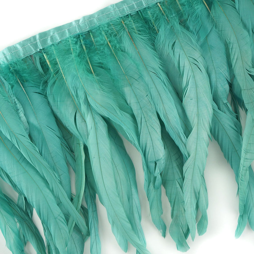 Bleach Dyed Coque Tail Fringe - 12-14" - Aqua Marine