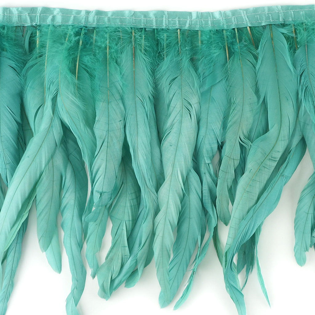 Bleach Dyed Coque Tail Fringe - 12-14" - Aqua Marine