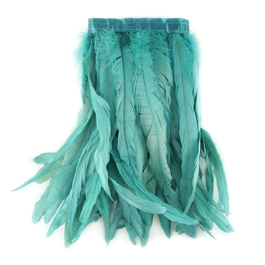 Bleach Dyed Coque Tail Feather Fringe - Seafoam