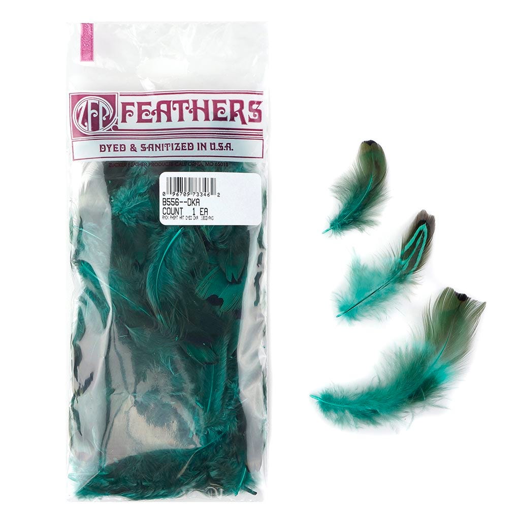 Heart Pheasant Plumage Dyed - Dark Aqua