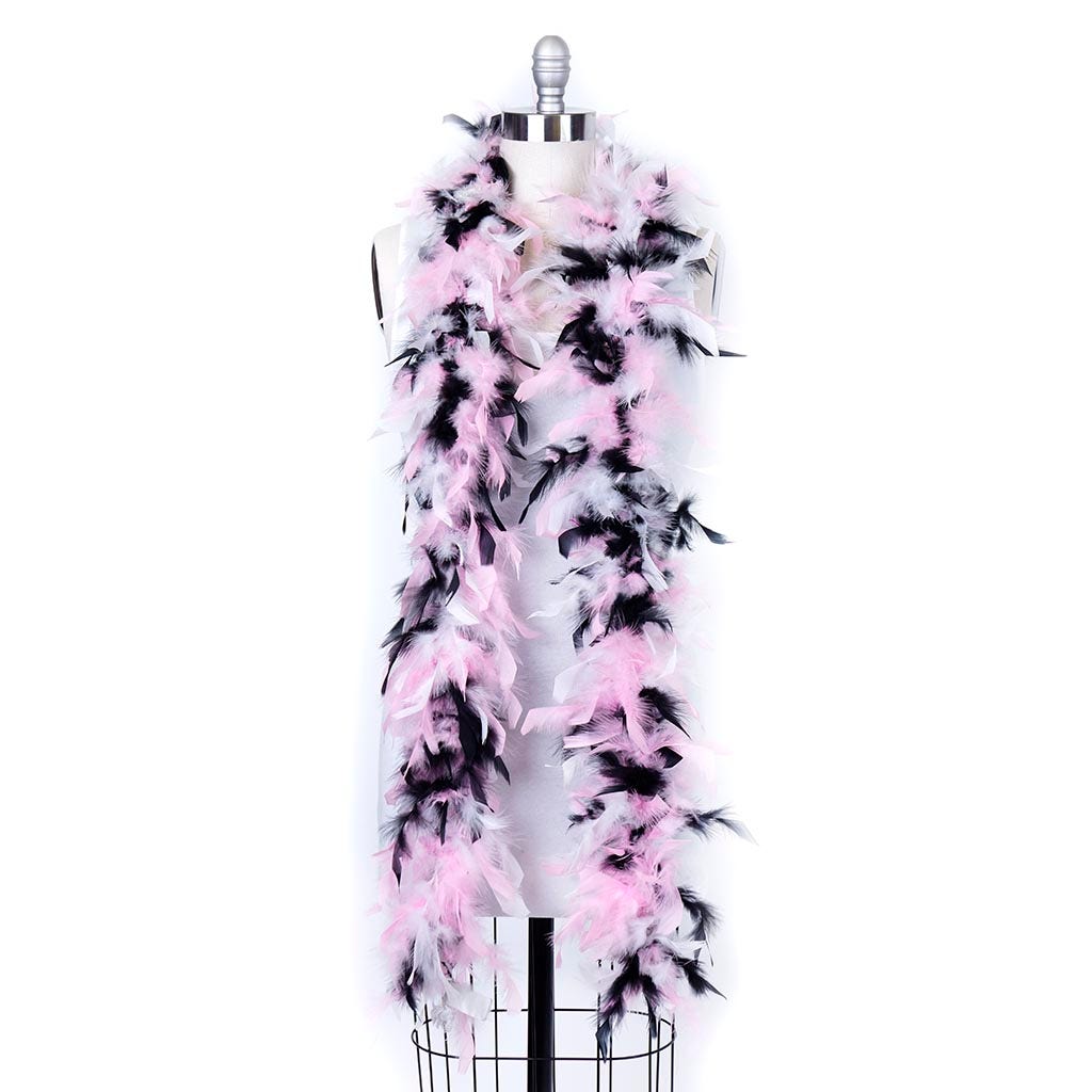 Chandelle Feather Boa - Lightweight - Black/Candy Pink/White