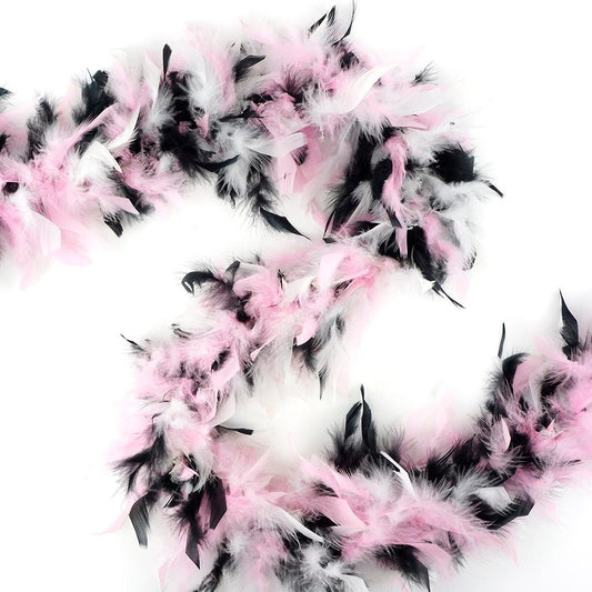 Chandelle Feather Boa - Lightweight - Black/Candy Pink/White