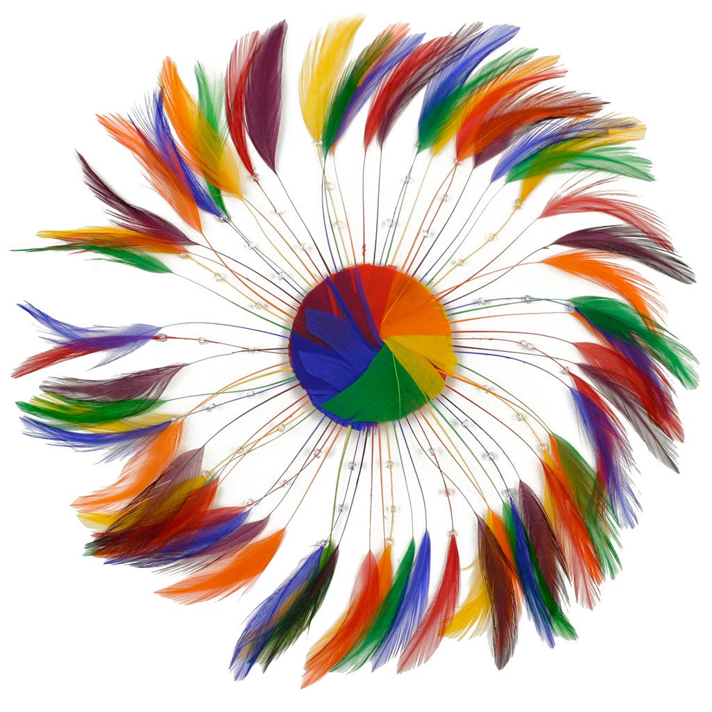 Feather Hackle Plates Multi Colors - Rainbow Mix