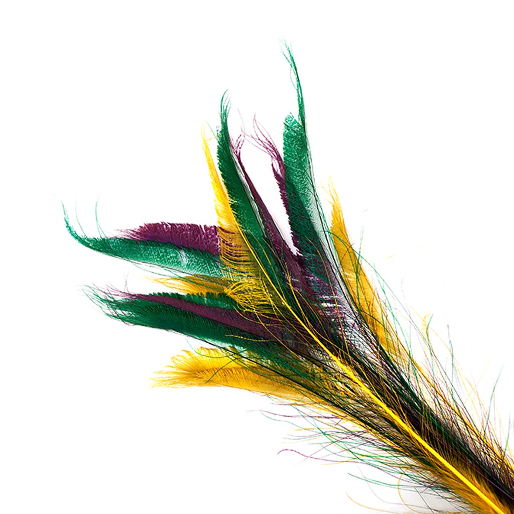 Peacock Swords Bleach Mix Dyed - Mardigras Mix - 20-25"