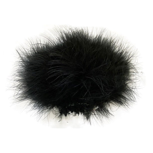 Strung Turkey Marabou Blood Quill Feathers 4-5" - BLACK