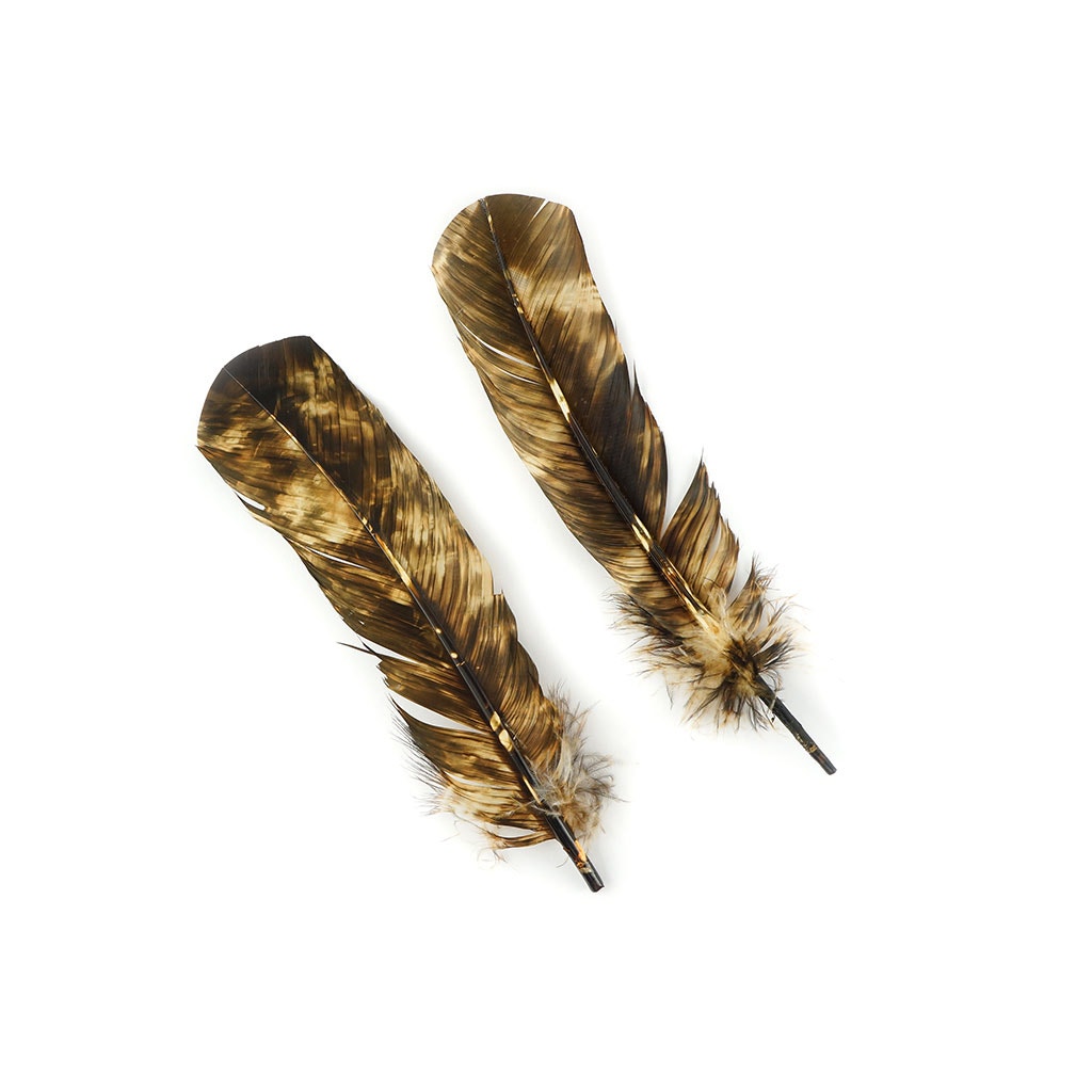 Turkey Quill Left Wing - Tie Dye - Beige & Brown