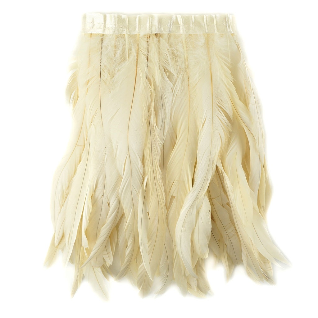 Bleach Dyed Coque Tail Fringe - 10-12" - Beige