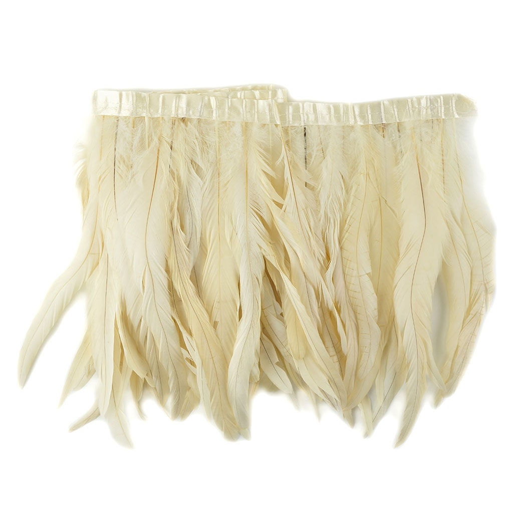 Bleach Dyed Coque Tail Fringe - 10-12" - Beige