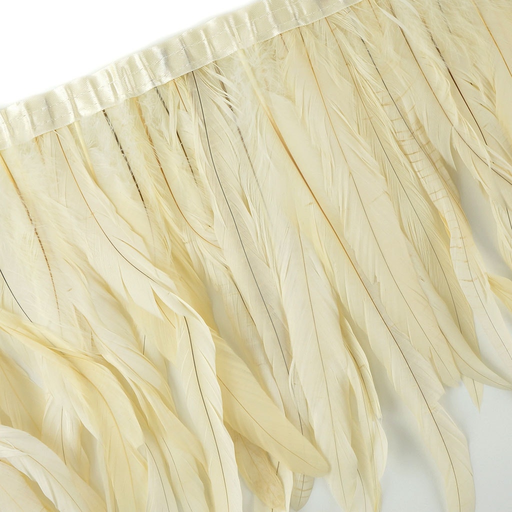 Bleach Dyed Coque Tail Fringe - 10-12" - Beige