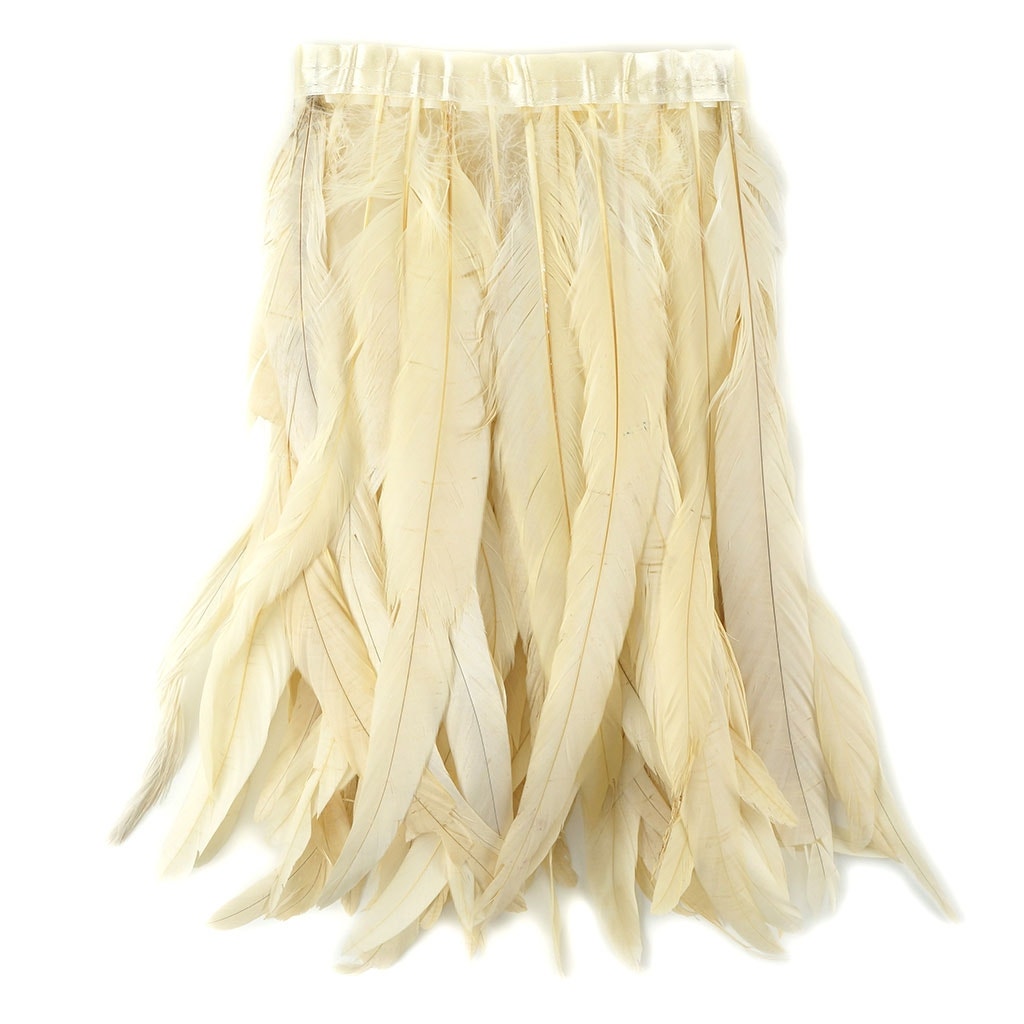 Bleach Dyed Coque Tail Fringe - 12-14" - Beige