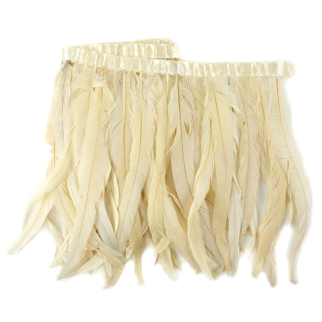 Bleach Dyed Coque Tail Fringe - 12-14" - Beige