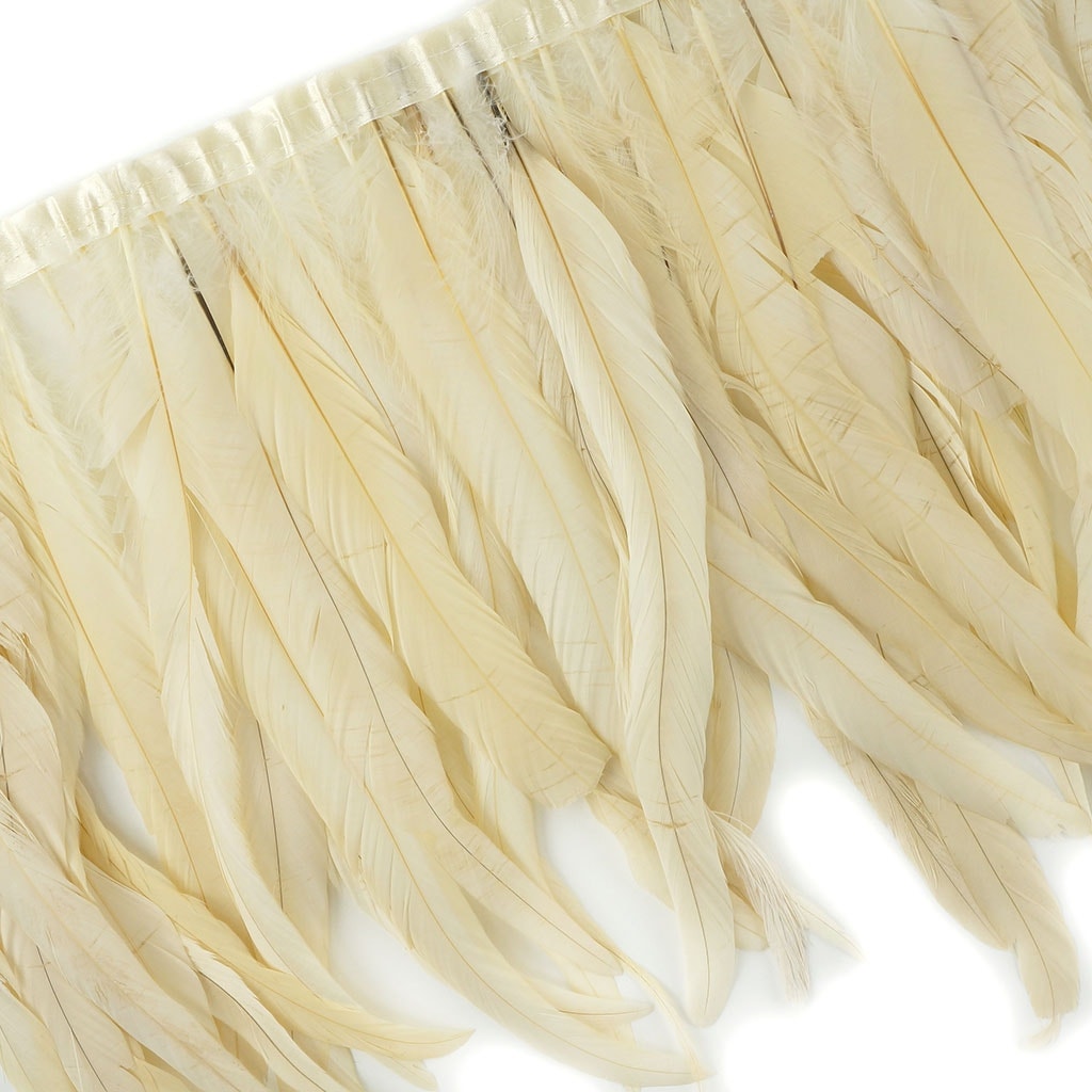 Bleach Dyed Coque Tail Fringe - 12-14" - Beige