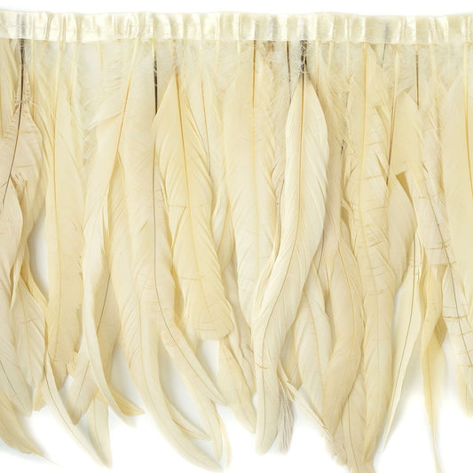 Bleach Dyed Coque Tail Fringe - 12-14" - Beige