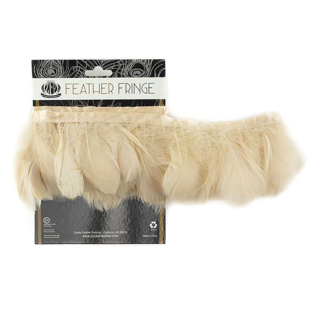 Goose Feather Fringe Trim - 1 Yard - Beige