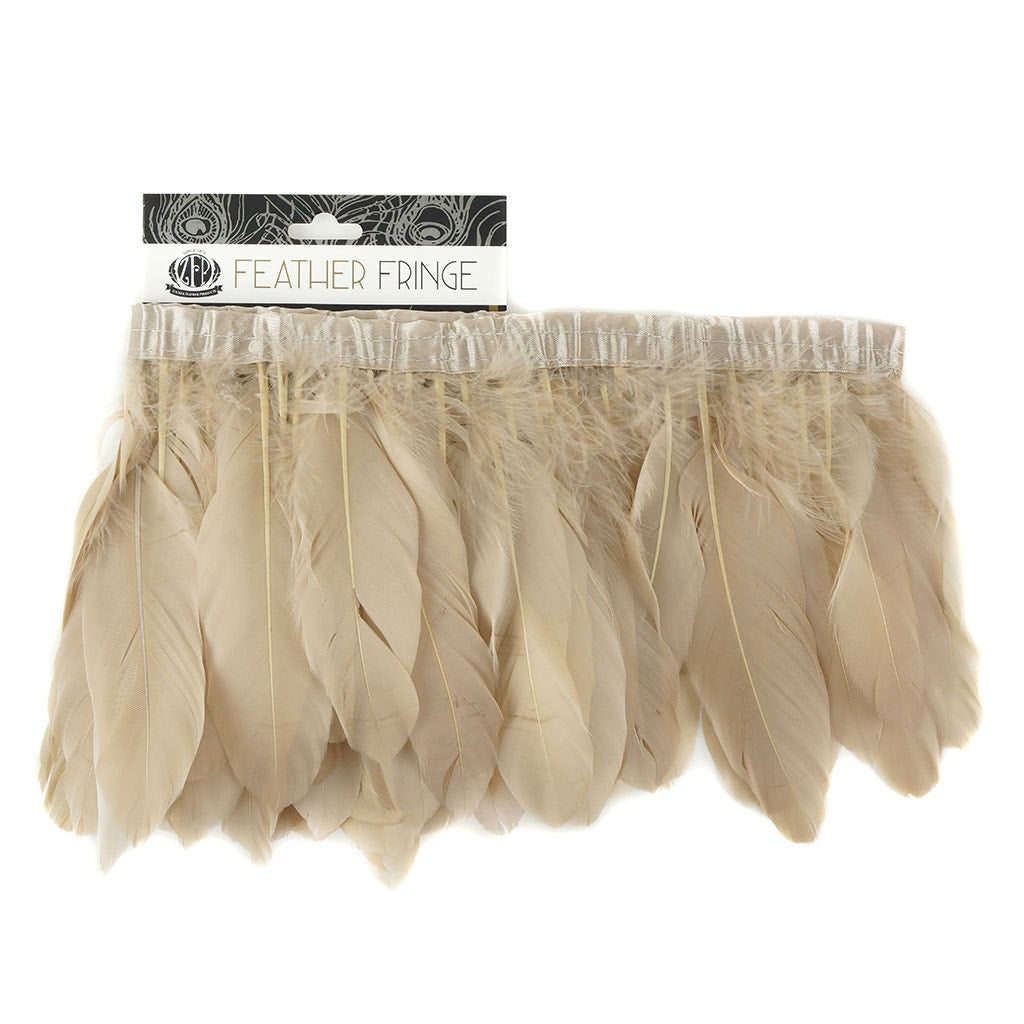 Parried Goose Pallet Feather Fringe - 6" - 1yd Beige