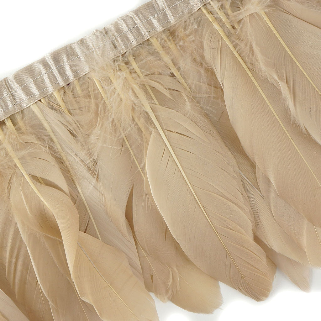 Parried Goose Pallet Feather Fringe - 6" - 1yd Beige