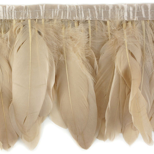 Parried Goose Pallet Feather Fringe - 6" - 1yd Beige