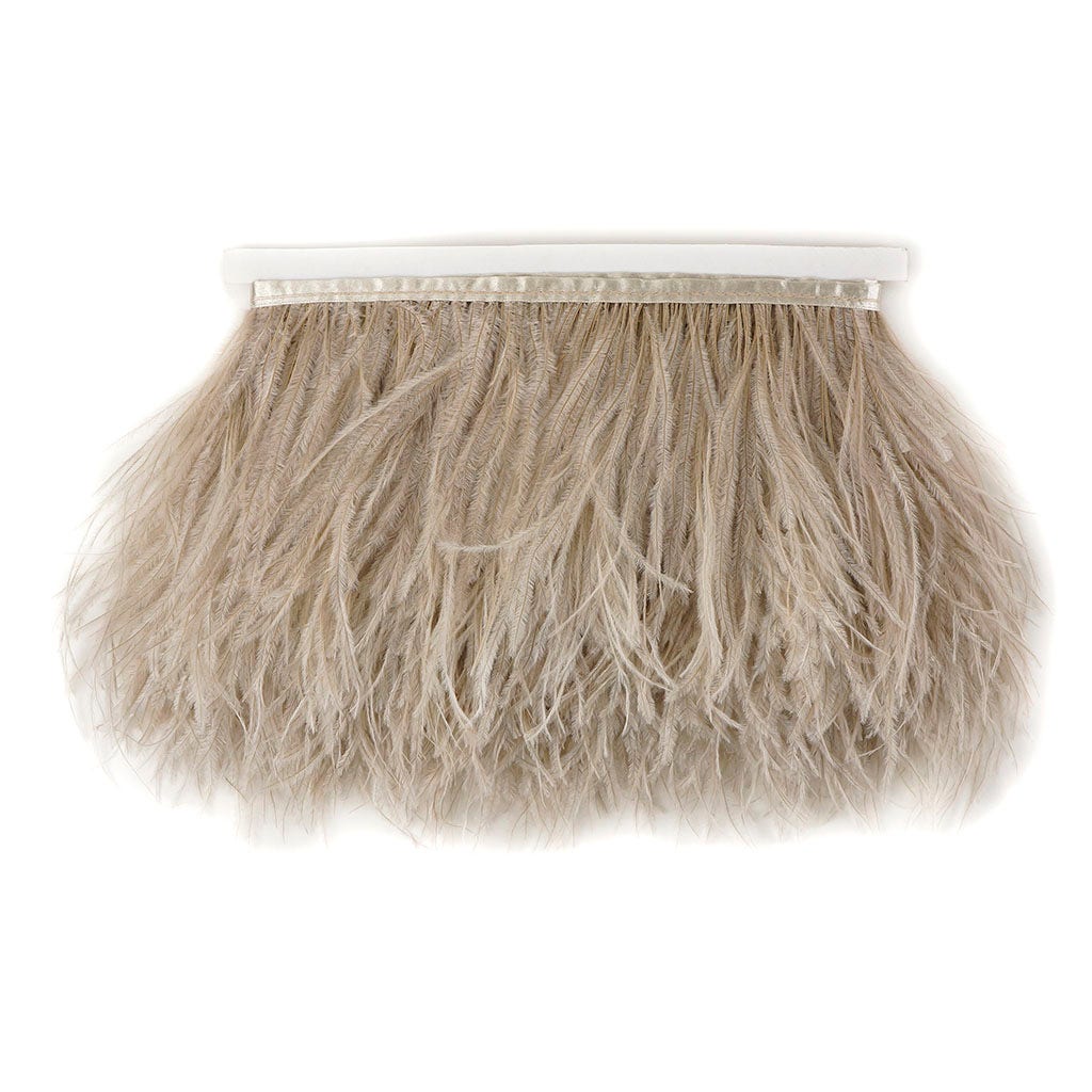 One-Ply Ostrich Feather Fringe - 5 Yards - Oatmeal