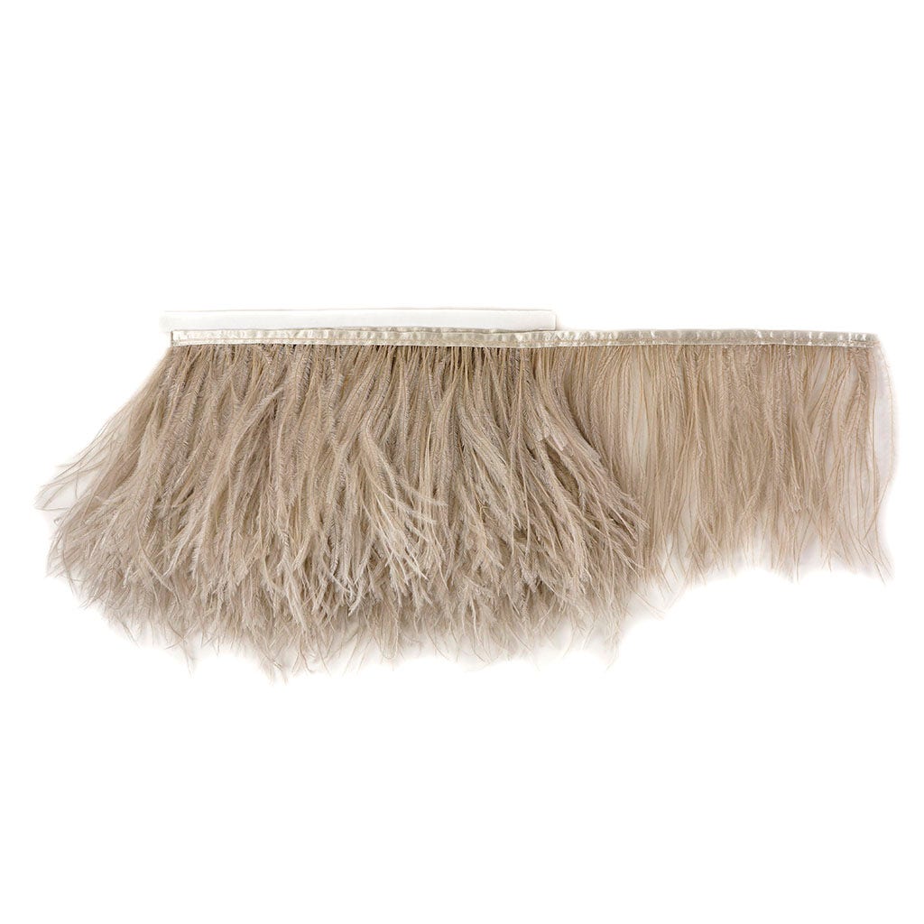 One-Ply Ostrich Feather Fringe - 5 Yards - Oatmeal