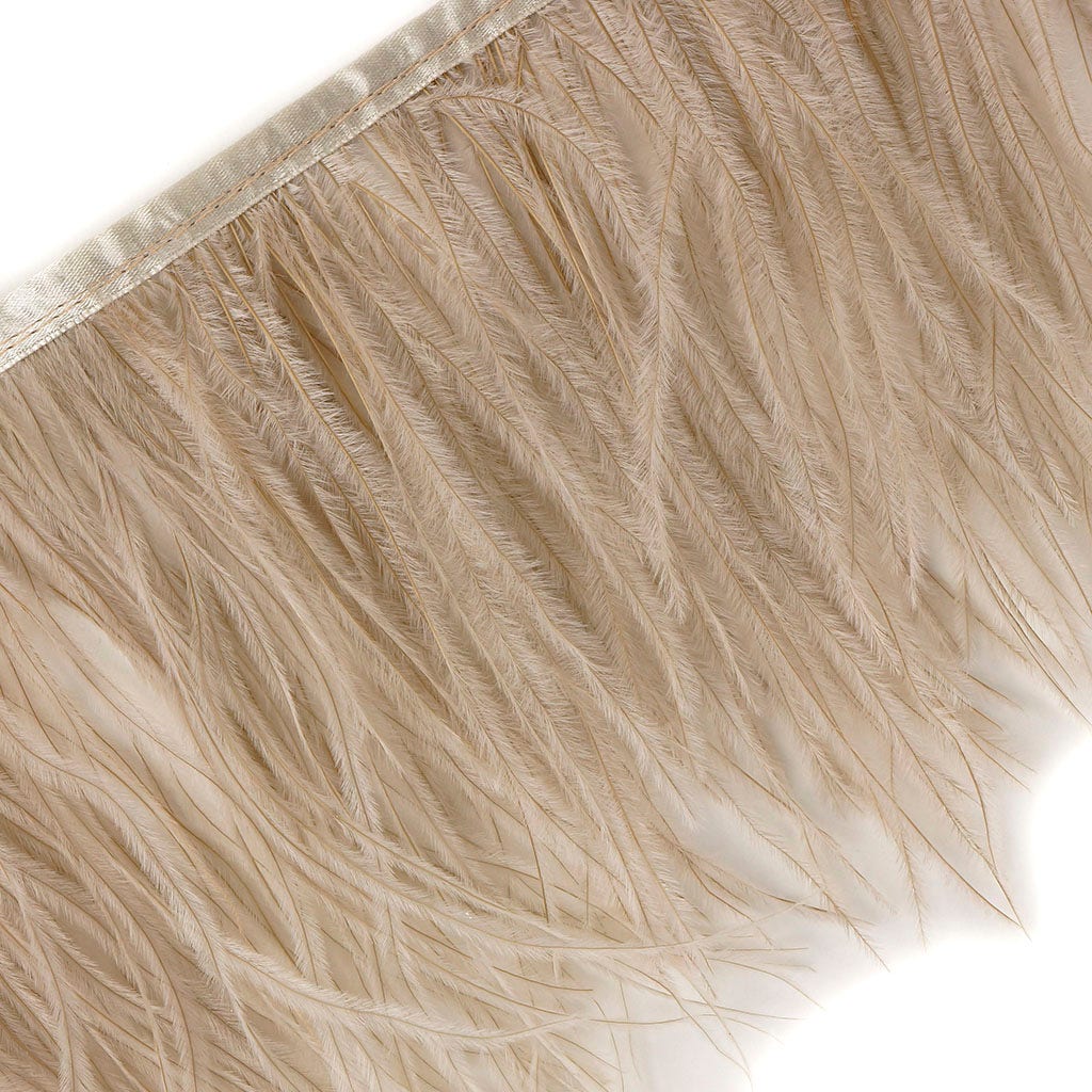 One-Ply Ostrich Feather Fringe - 5 Yards - Oatmeal