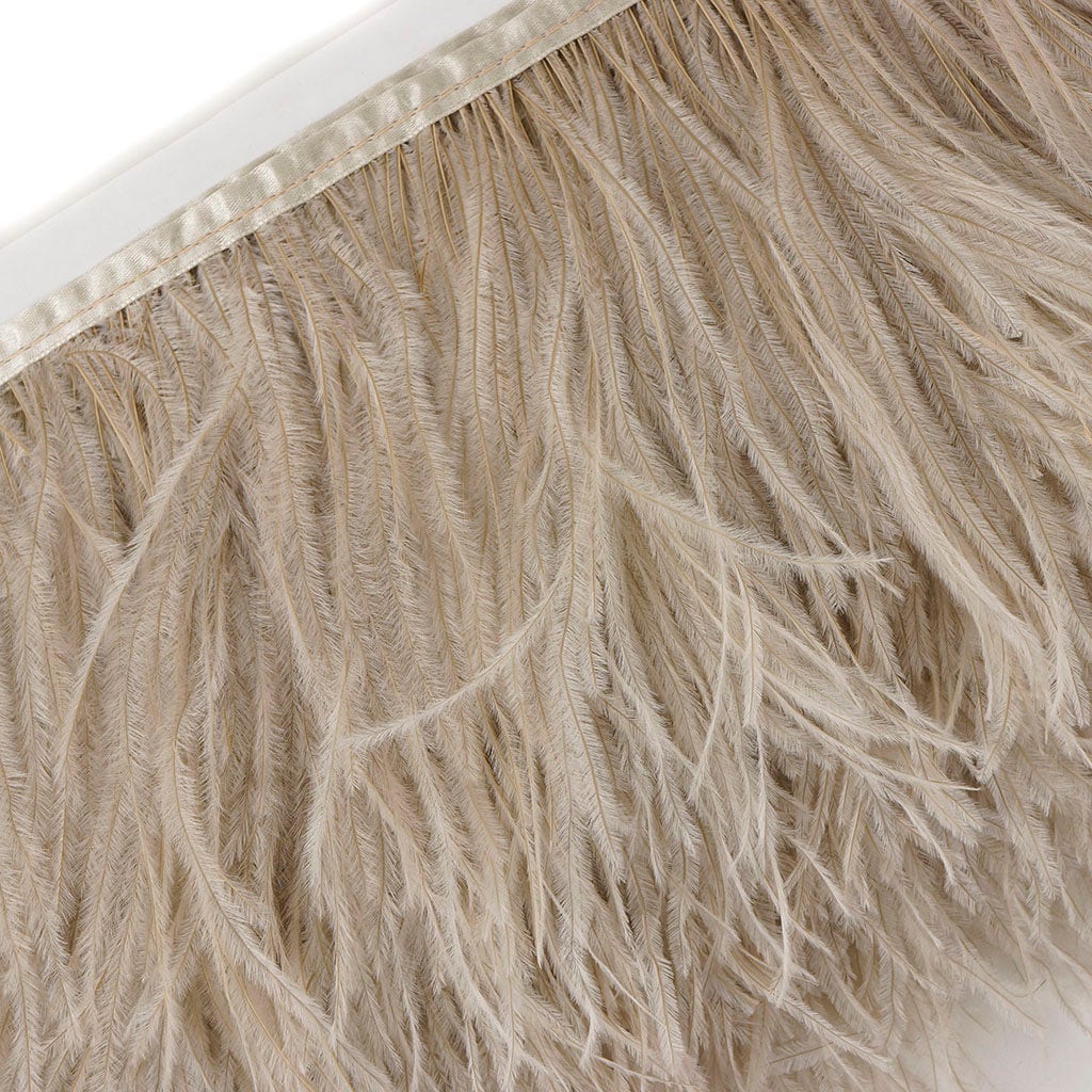 One-Ply Ostrich Feather Fringe - 5 Yards - Oatmeal