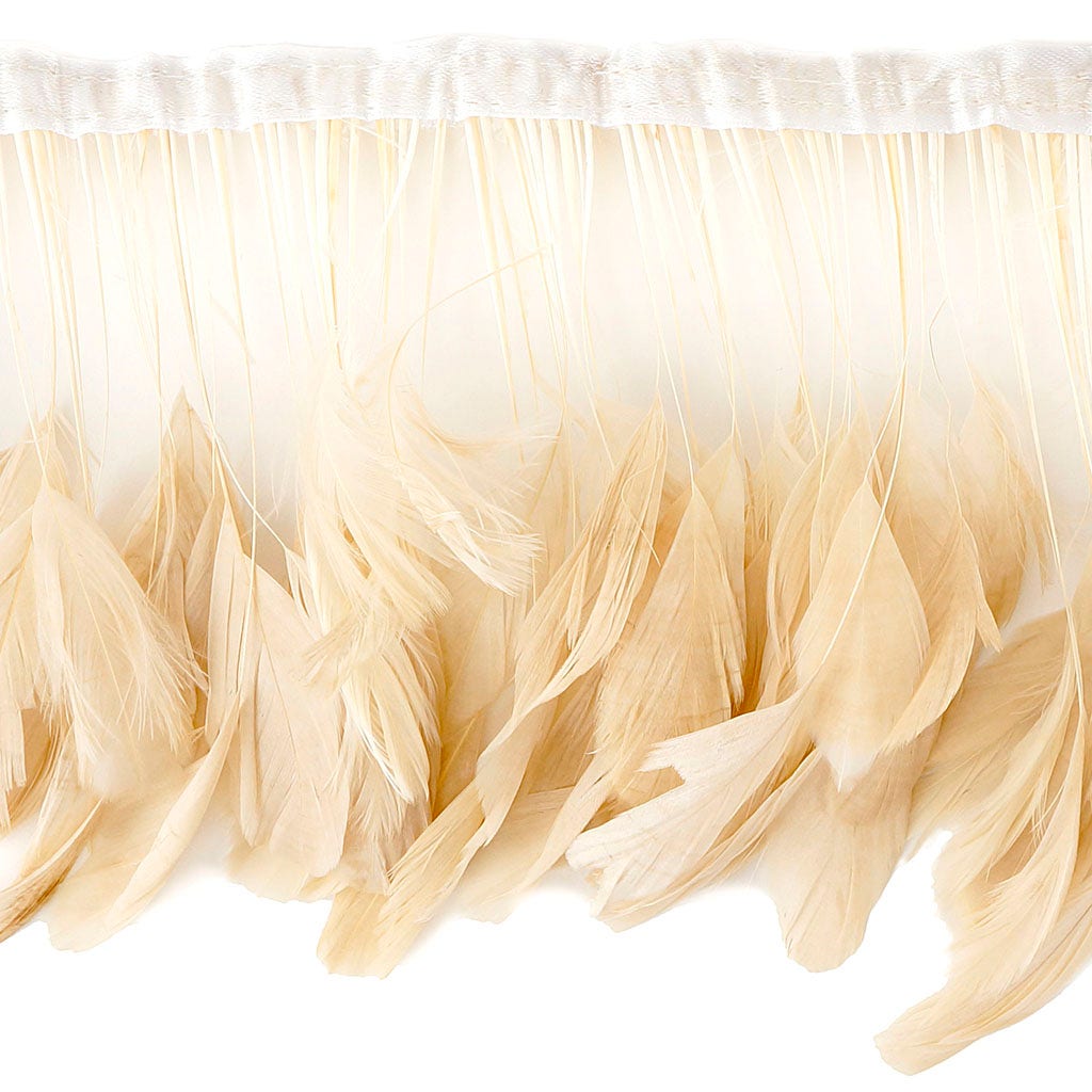 Stripped Bleached Coque Fringe - Beige