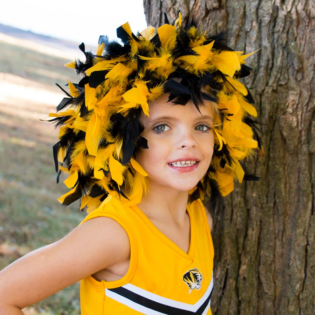 Chandelle Feather Wig-Mixed - Black/Gold Lurex