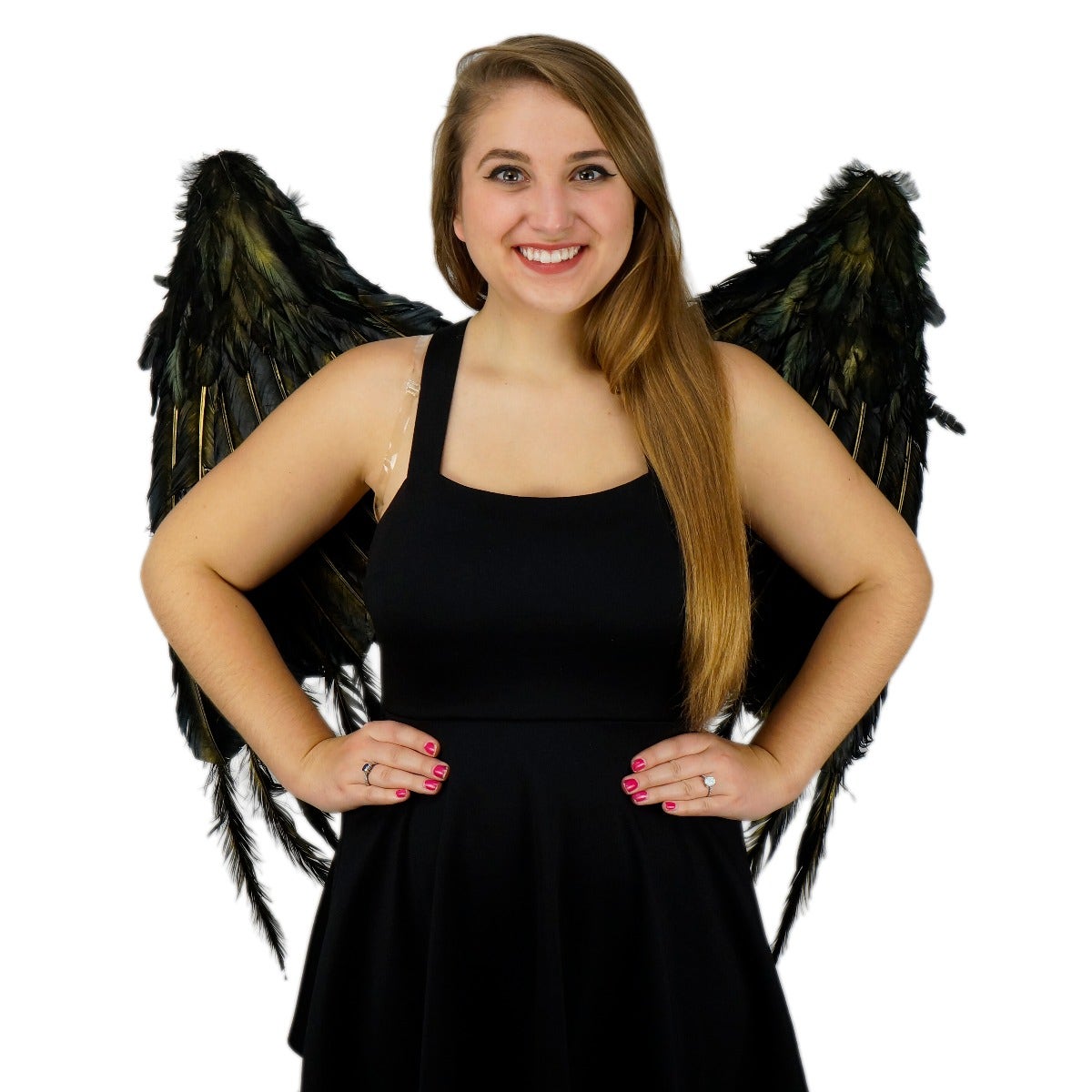 Custom Black and Gold Feather Evil Fairy Feather Wings - Raven Costume Accessory