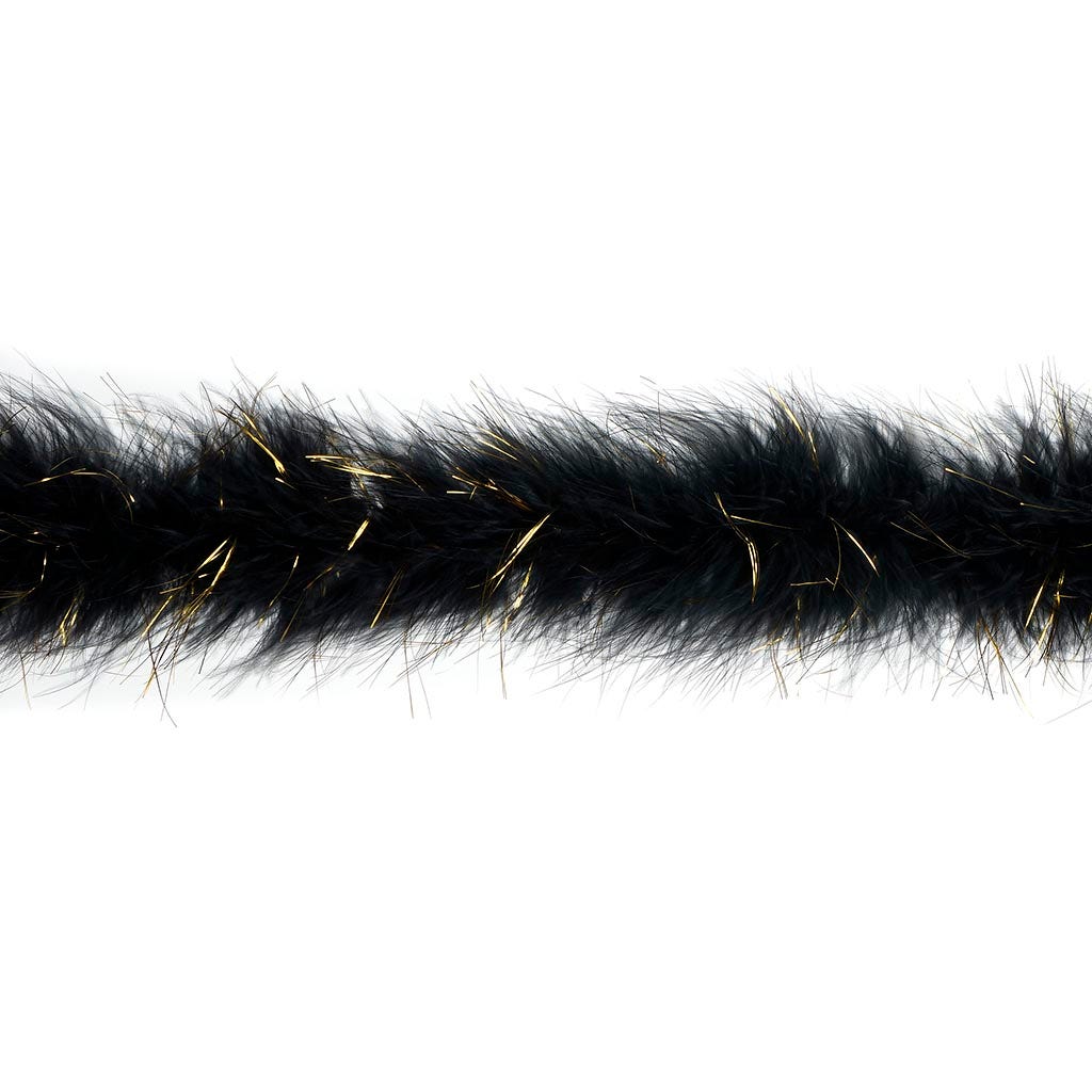 Full Marabou Feather Boa with Lurex - Black/Gold Lurex