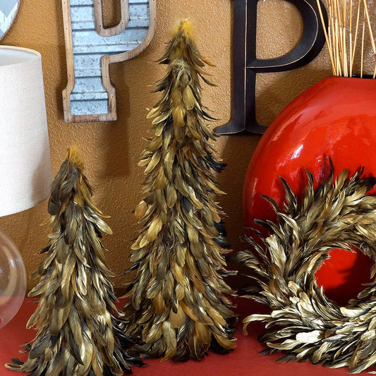 Decorative Mini Feather Tree Ornament Pheasant With Guinea Feathers  Christmas Decor, Unique Holiday Decorative Ornaments ZUCKER® 