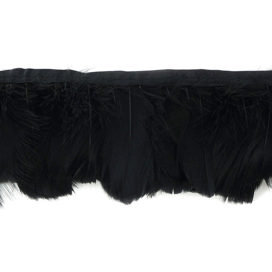 Goose Feather Fringe Trim - 5 Yards - Black