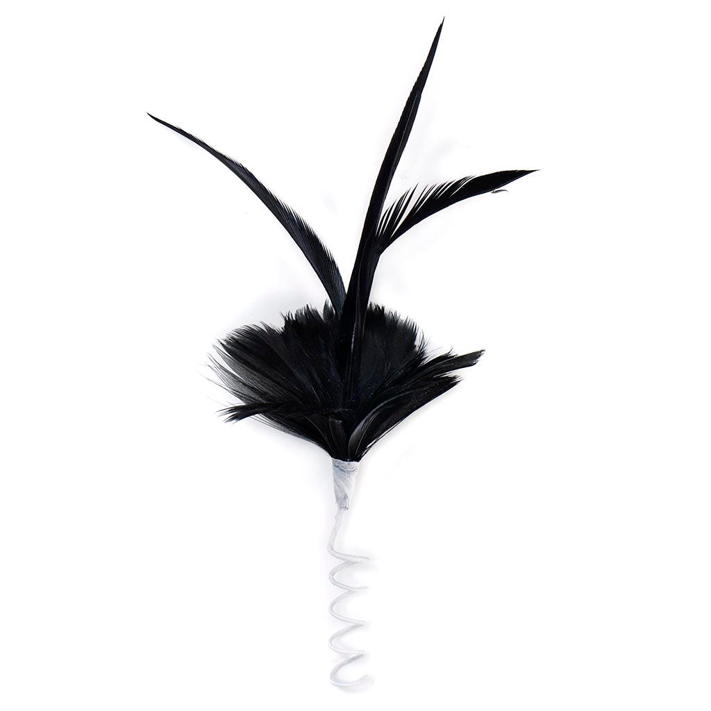 Feather Floral Pick w/Goose - Black