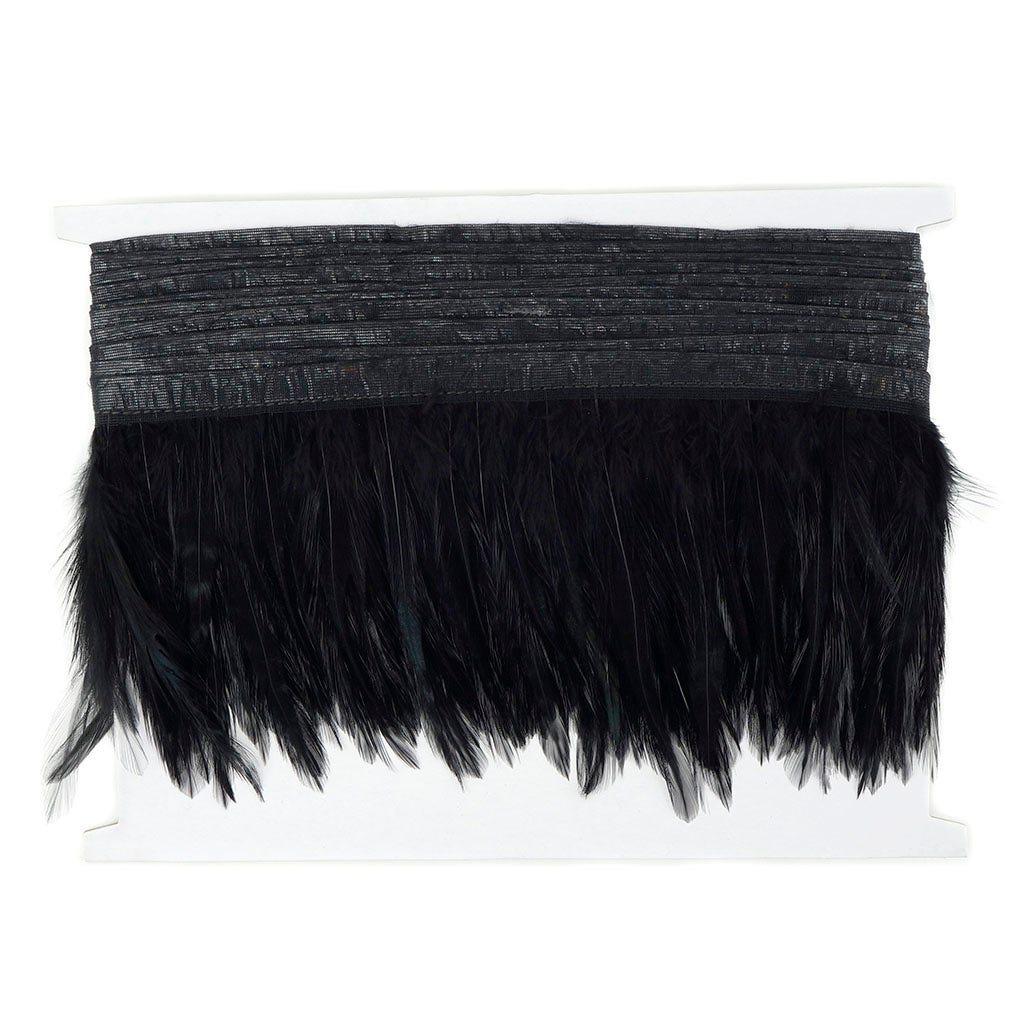 Dyed Hackle Feather Fringe Black