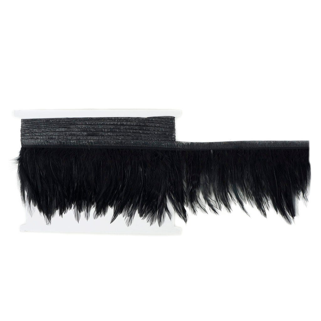 Dyed Hackle Feather Fringe Black