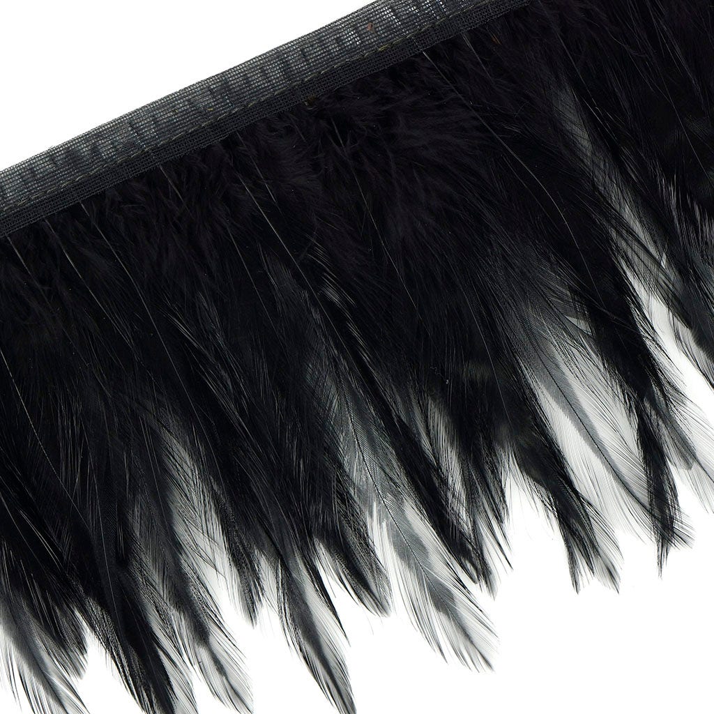 Dyed Hackle Feather Fringe Black