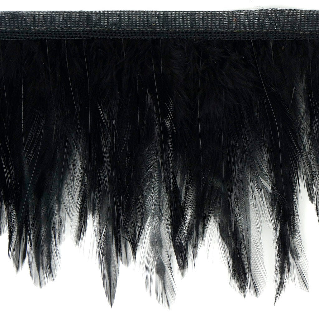 Dyed Hackle Feather Fringe Black