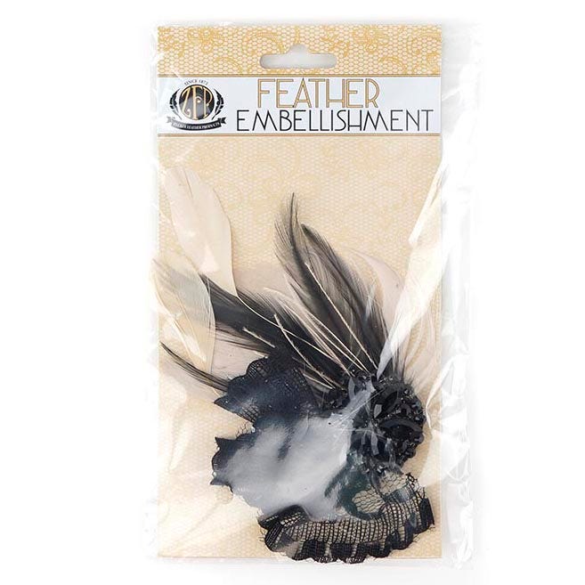 Feather Headband Embellishment w/Hackle/Stripped Coque