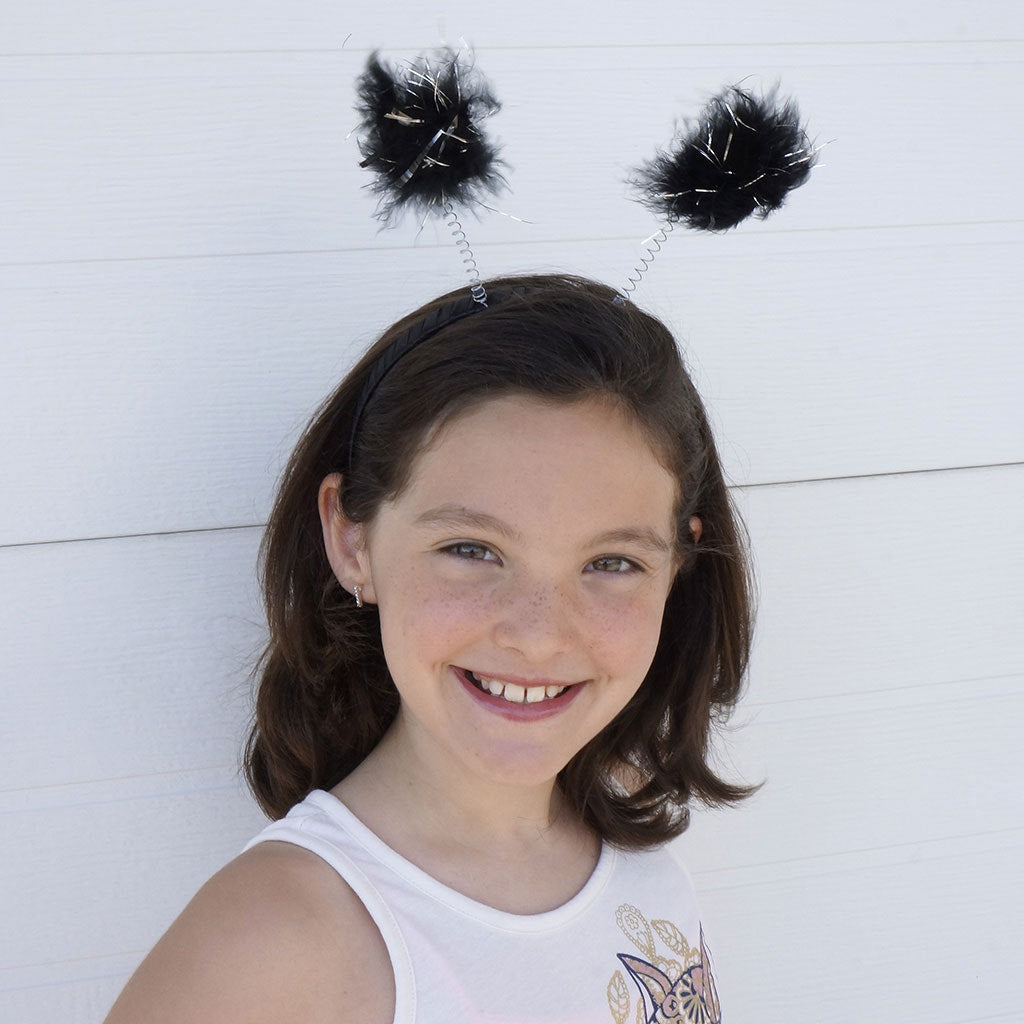 Marabou Antenna Headband w/Lurex Black/Silver