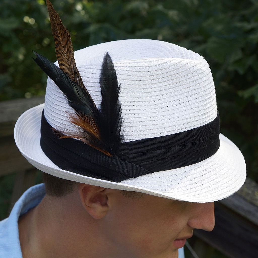 Hat Feather Trim With Golden Pheasant - Black Natural
