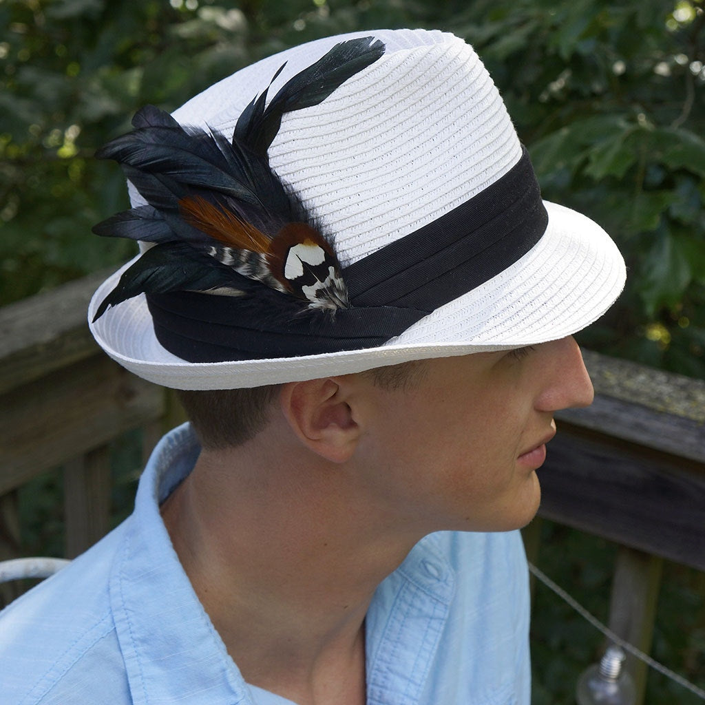Hat Feather Trim With Black Rooster Coque and Venery - Black Natural