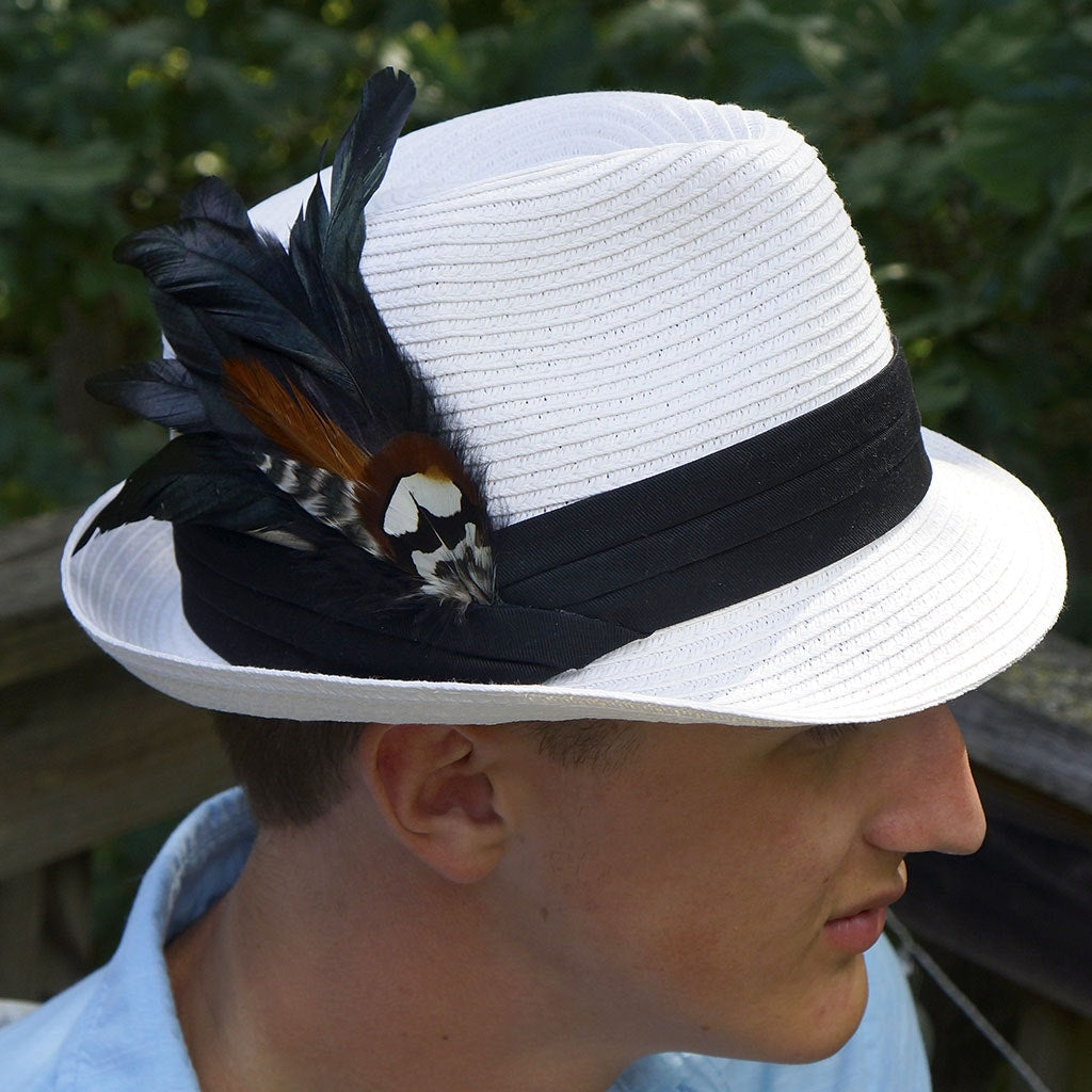 Hat Feather Trim With Black Rooster Coque and Venery - Black Natural